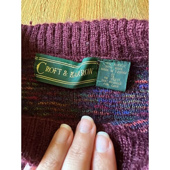 Croft & Barrow Vtg Multi Color Patterned Chunky Cosby Sweater Size Small - Picture 2 of 6